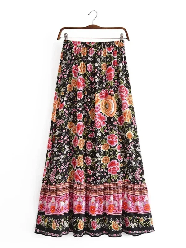 Phoenix Bohemian Pleated Maxi Skirt 2