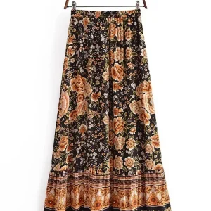 Phoenix Bohemian Pleated Maxi Skirt 4