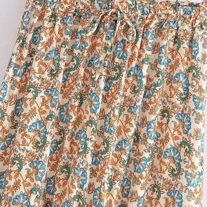 Bohemian Floral Print High Waist Skirt 3