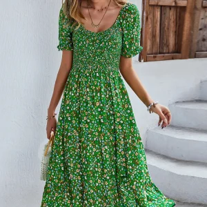 Vintage Floral Print Boho Dress 1