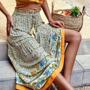 Bohemian Vintage Floral Print Skirt 4