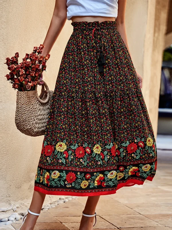 Bohemian Vintage Floral Print Skirt 3