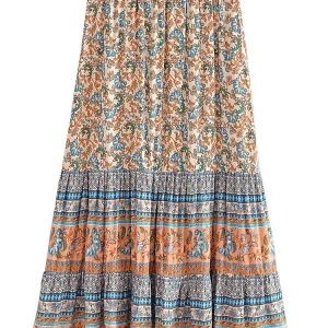 Bohemian Floral Print High Waist Skirt 2