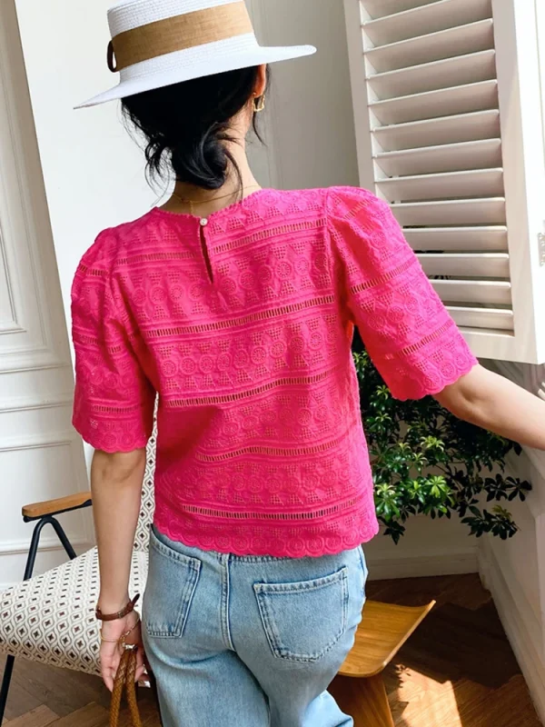 Embroidered Lace Cotton Blouse 6