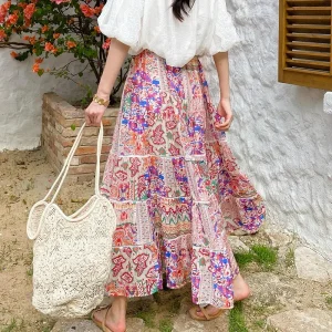 Bohemian Tiered Floral Maxi Skirt 4