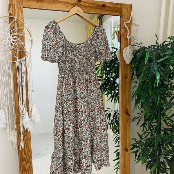 Vintage Floral Print Boho Dress 6