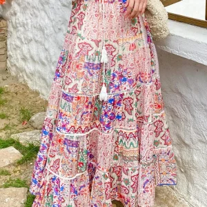 Bohemian Tiered Floral Maxi Skirt 1