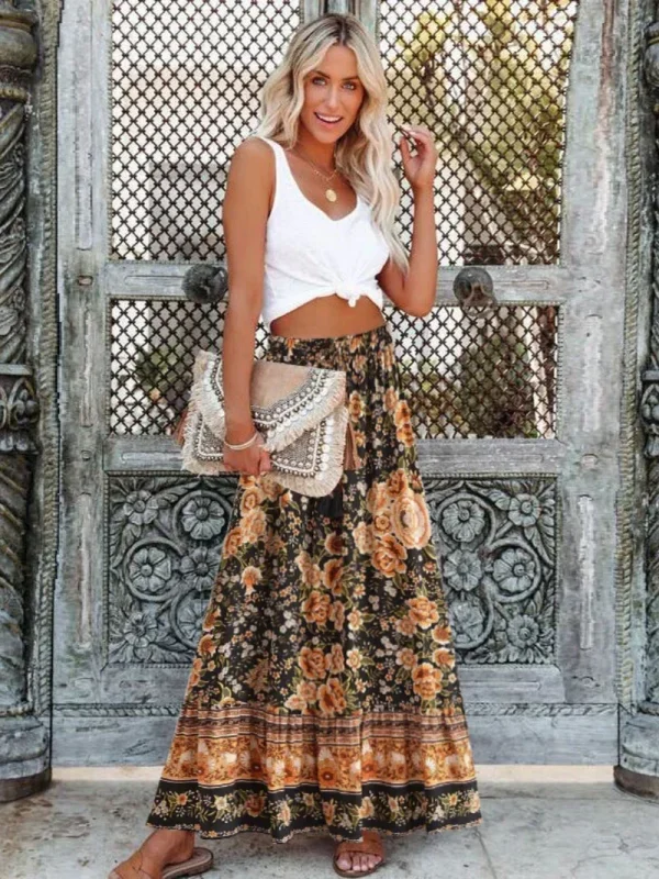 Phoenix Bohemian Pleated Maxi Skirt 5