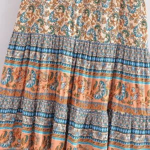 Bohemian Floral Print High Waist Skirt 4