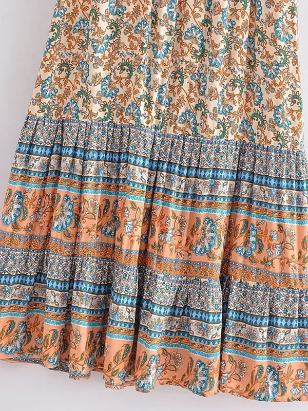 Bohemian Floral Print High Waist Skirt 4