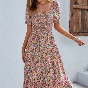 Vintage Floral Print Boho Dress 5