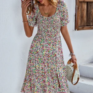 Vintage Floral Print Boho Dress 3