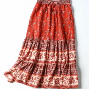 Vintage Floral Bohemian High Waist Skirt 3