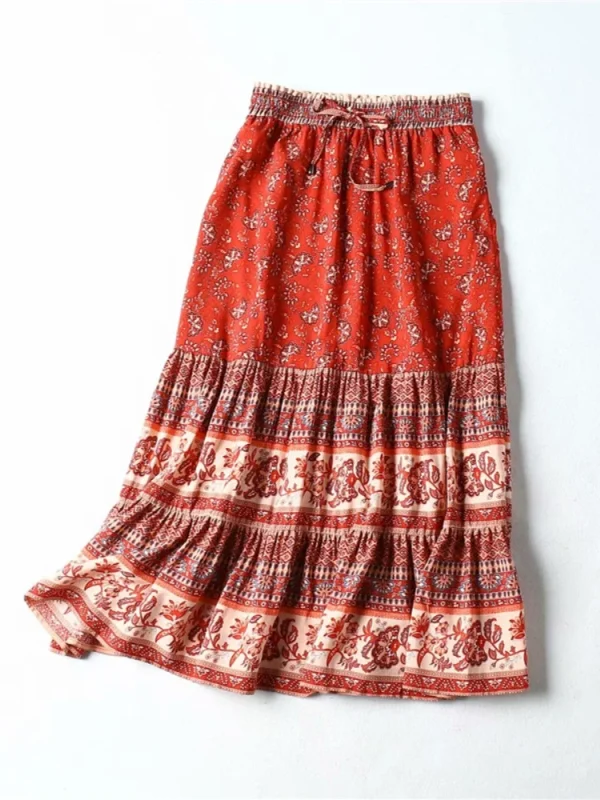 Vintage Floral Bohemian High Waist Skirt 3