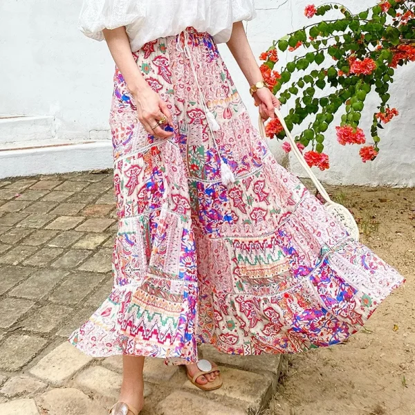 Bohemian Tiered Floral Maxi Skirt 2