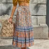 Bohemian Floral Print High Waist Skirt 1