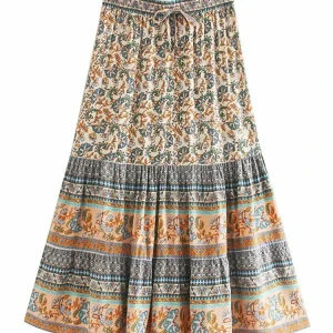 Vintage Floral Bohemian High Waist Skirt 5