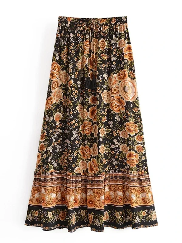 Phoenix Bohemian Pleated Maxi Skirt 3